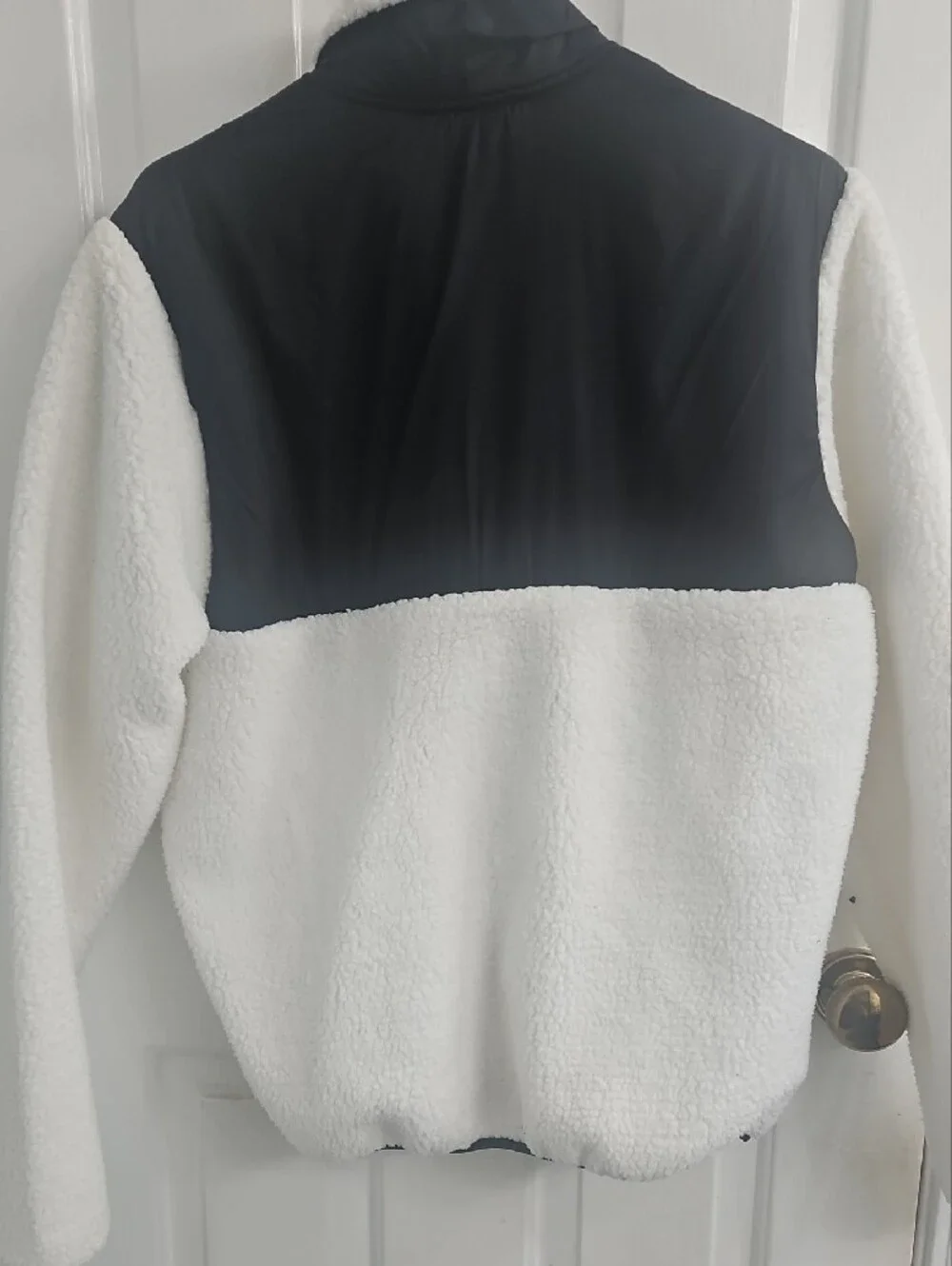 True Religion Black and White Sherpa Zip-Up Jacket